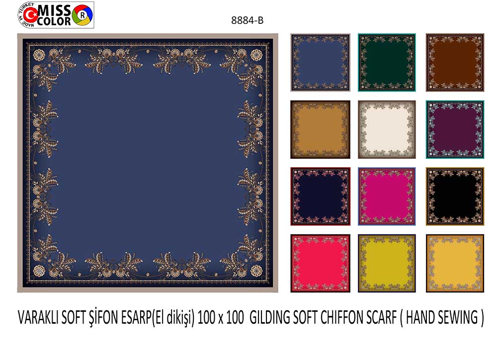 Varaklı Soft Şifon El Dikişi 8884-B