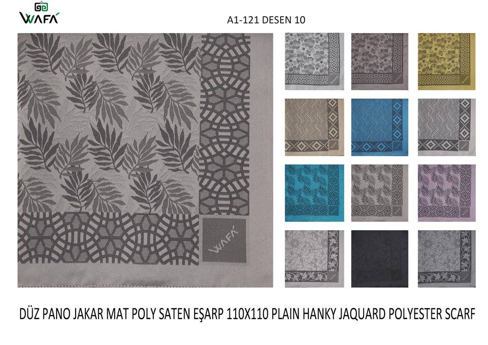 Düz Pano Jakar Mat Polyester Saten Eşarp A1-121-10