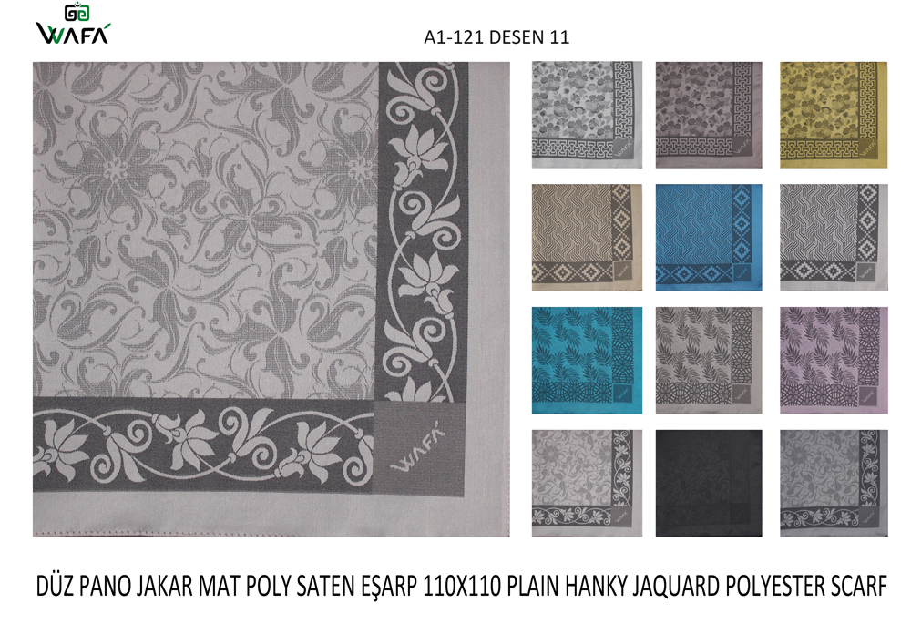 Düz Pano Jakar Mat Polyester Saten Eşarp A1-121-11