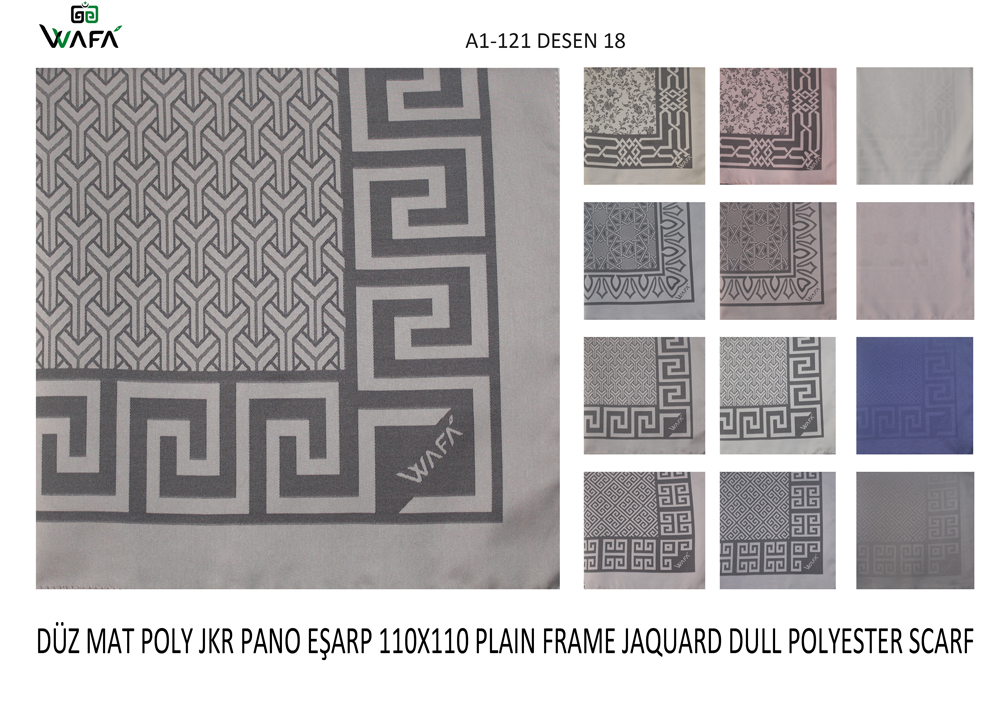 Düz Pano Jakar Mat Polyester Saten Eşarp A1-121-18