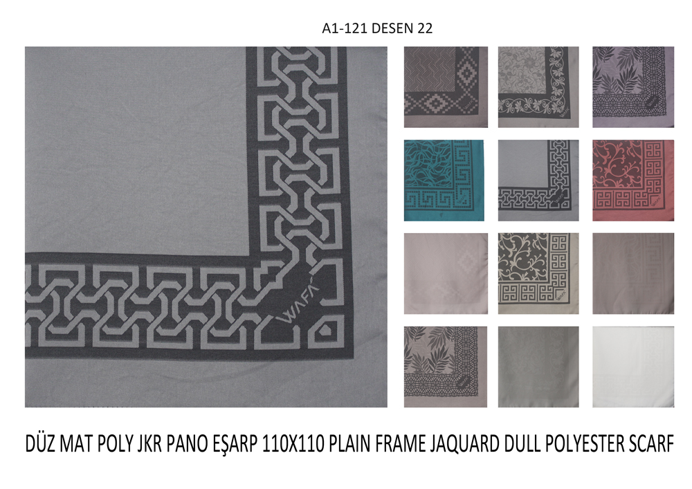Düz Pano Jakar Mat Polyester Saten Eşarp A1-121-22