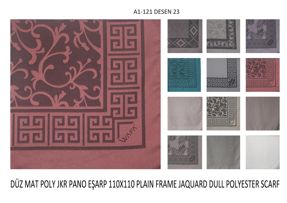 Düz Pano Jakar Mat Polyester Saten Eşarp A1-121-23