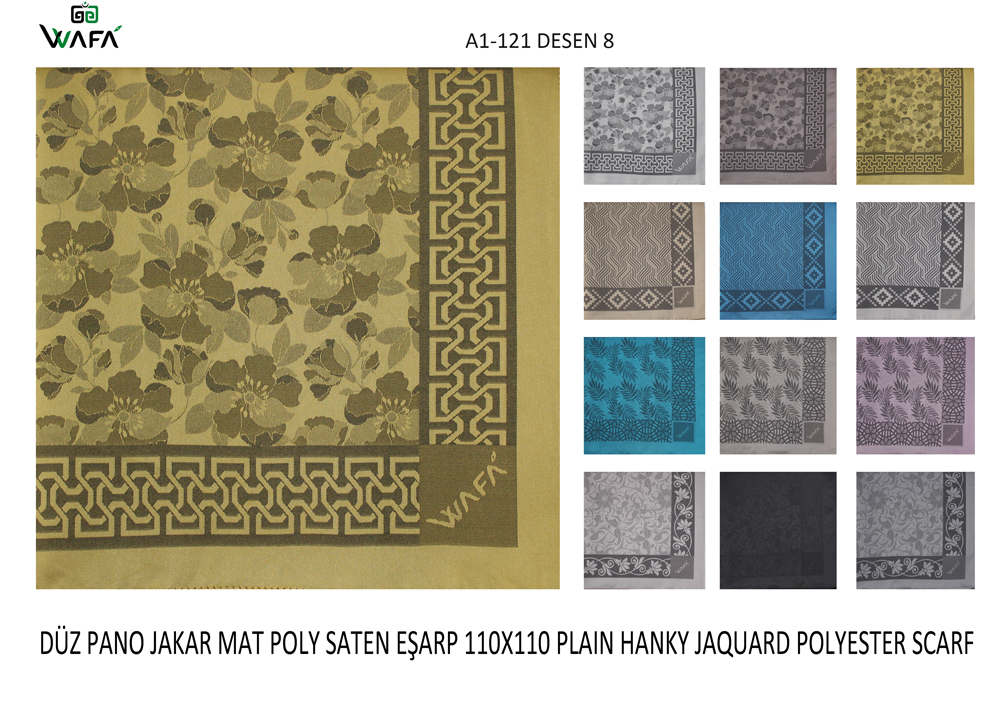 Düz Pano Jakar Mat Polyester Saten Eşarp A1-121-8