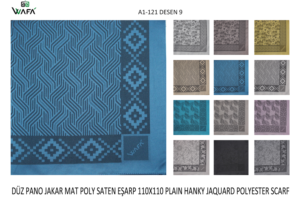 Düz Pano Jakar Mat Polyester Saten Eşarp A1-121-9