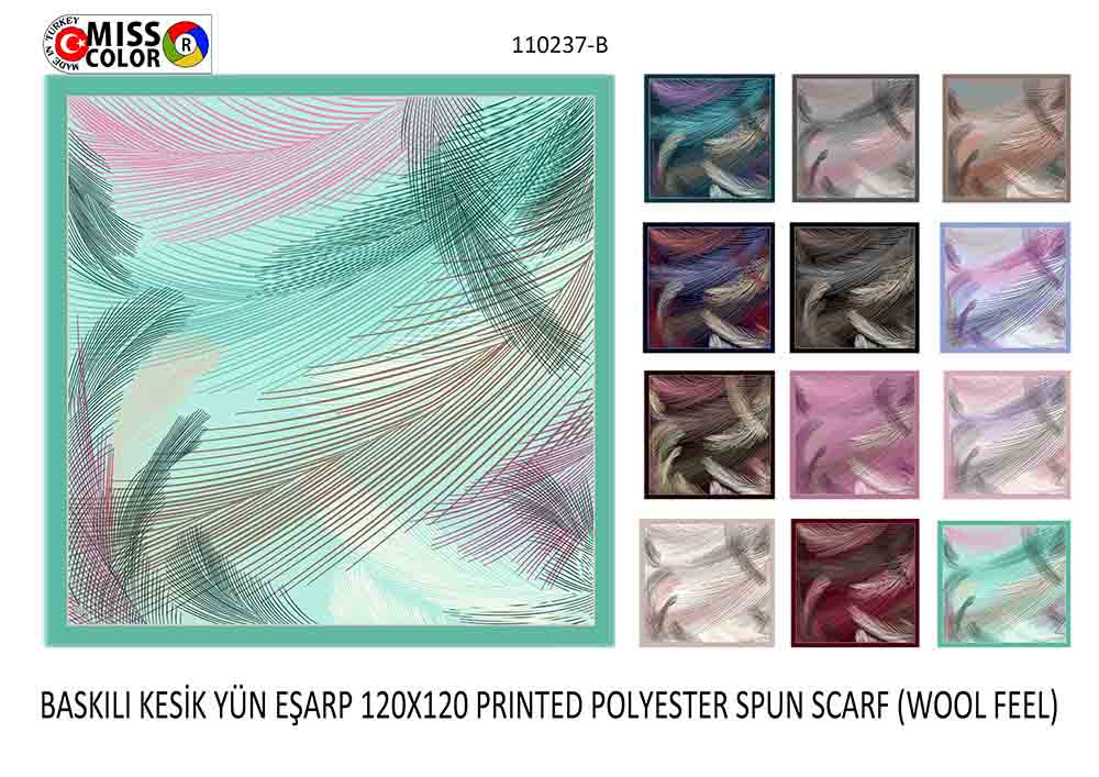 Baskılı Kesik Yün Eşarp 110237-B