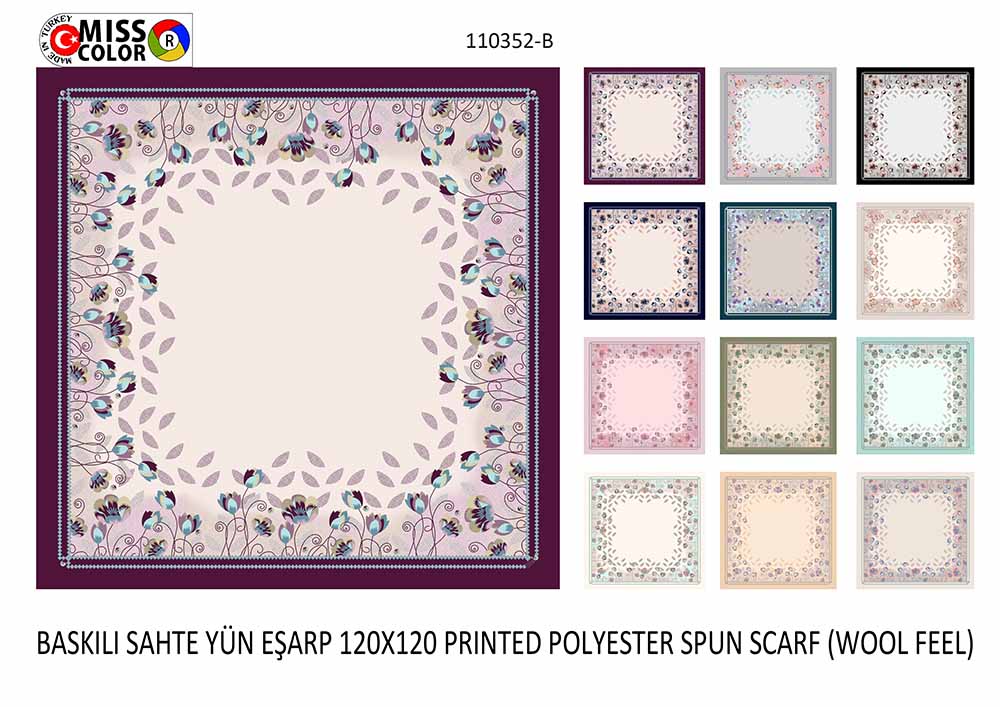 Baskılı Sahte Yün Eşarp 110352-B