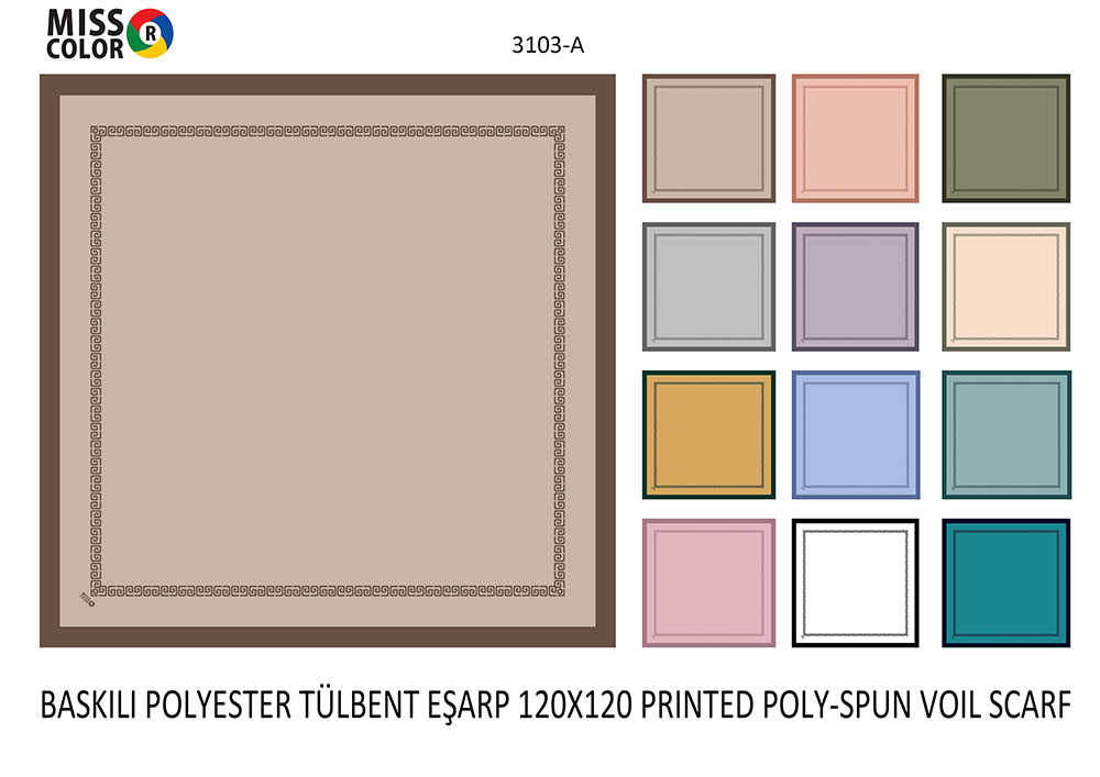 Baskılı Polyester Tülbent Eşarp 3103-A