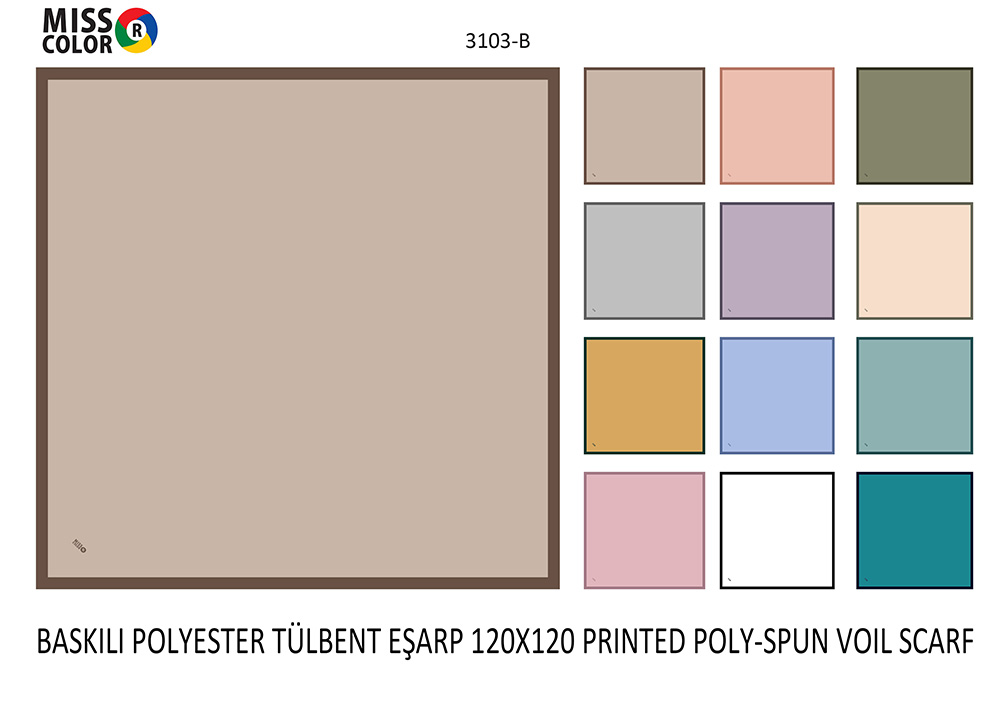 Baskılı Polyester Tülbent Eşarp 3103-B