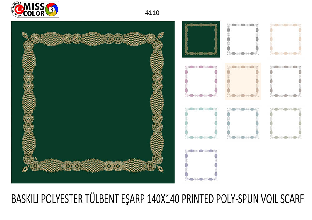 Baskılı Polyester Tülbent Eşarp 4110